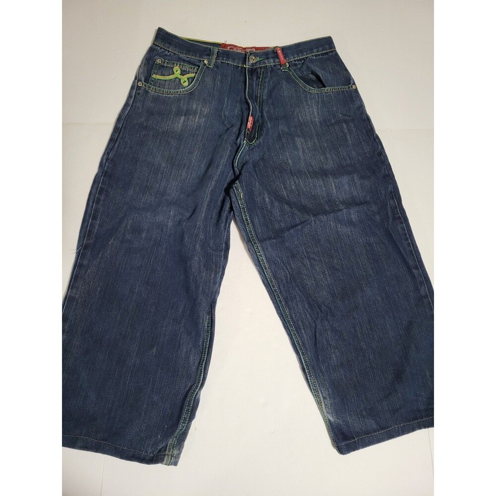 L-R-G Lifted Research Group LRG GRASS ROOTS Denim Raw Blue Long Pants 34